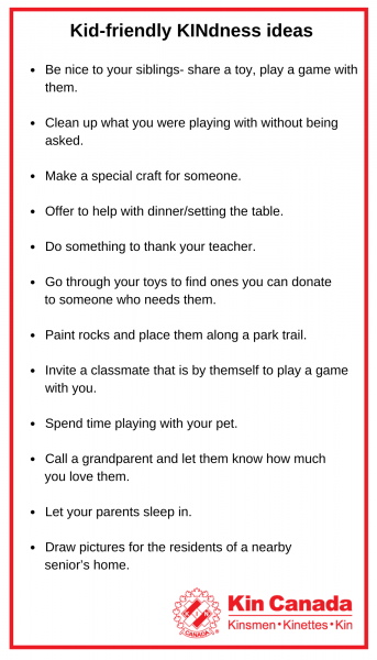 Kid-friendly Kindness list 